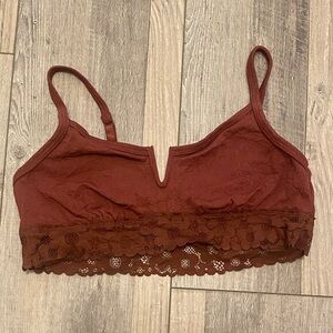 Aerie Lace-Trimmed Bralette in Rust